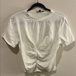Lulu's Classic White Gathered Short Sleeve Tee
